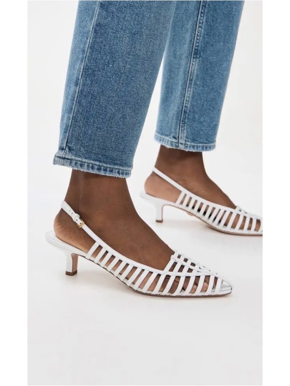 Veronica Beard White Leather Slingback Flats 9.5